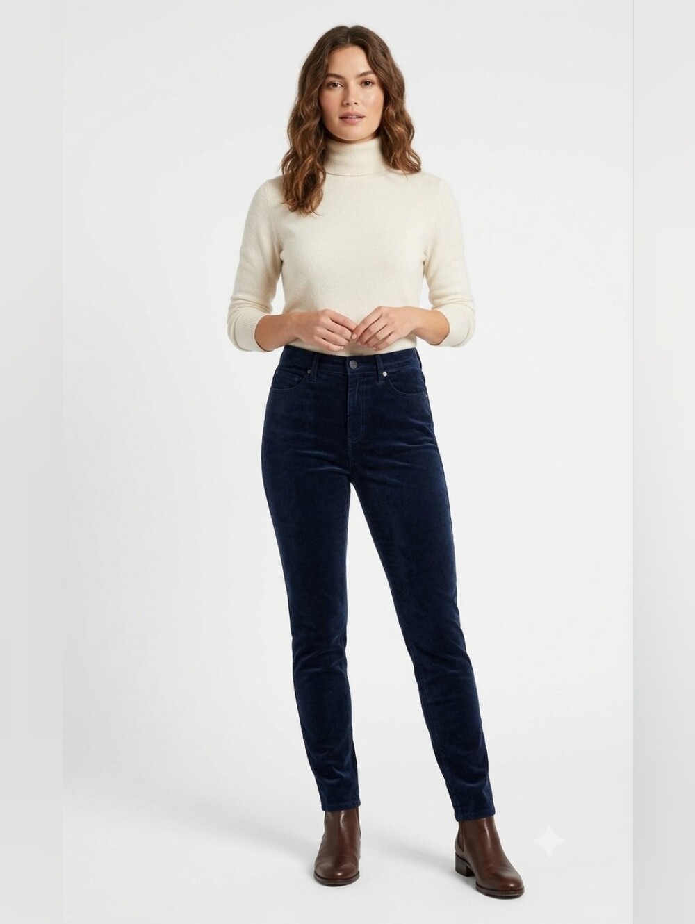 Seven7 Ultra High-Rise Skinny Corduroy Jeans in Dark Blue Size 12